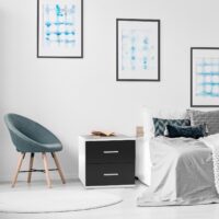 Nachttisch 2er Set 40x40x35cm Schwarz MDF mit 2 Schubladen