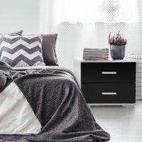 Nachttisch 2er Set 40x40x35cm Schwarz MDF mit 2 Schubladen