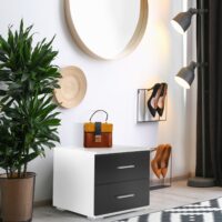 Nachttisch 2er Set 40x40x35cm Schwarz MDF mit 2 Schubladen