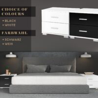 Nachttisch 2er Set 40x40x35cm Schwarz MDF mit 2 Schubladen