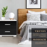 Nachttisch 2er Set 40x40x35cm Schwarz MDF mit 2 Schubladen