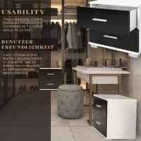 Nachttisch 2er Set 40x40x35cm Schwarz MDF mit 2 Schubladen