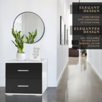 Nachttisch 2er Set 40x40x35cm Schwarz MDF mit 2 Schubladen