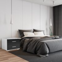 Nachttisch 2er Set 40x40x35cm Schwarz MDF mit 2 Schubladen