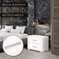 Nachttisch 2er Set 40x40x35cm Weiss MDF Metallgriffe mit 2 Schubladen