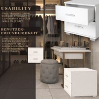 Nachttisch 2er Set 40x40x35cm Weiss MDF Metallgriffe mit 2 Schubladen