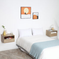 Nachttisch 2er Set Schweberegal 45x35x27cm Natur