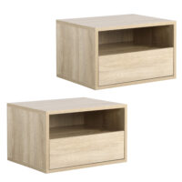 Nachttisch 2er Set Schweberegal 45x35x27cm Natur