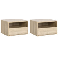 Nachttisch 2er Set Schweberegal 45x35x27cm Natur