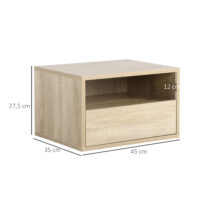 Nachttisch 2er Set Schweberegal 45x35x27cm Natur