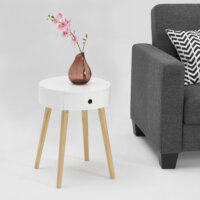 Nachttisch Aurich 50x38x38 cm mit Schublade Retrodesign Weiss