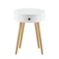 Nachttisch Aurich 50x38x38 cm mit Schublade Retrodesign Weiss