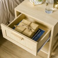Nachttisch Beistelltisch Rattan-Design 40x40x48cm Natur