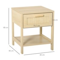 Nachttisch Beistelltisch Rattan-Design 40x40x48cm Natur