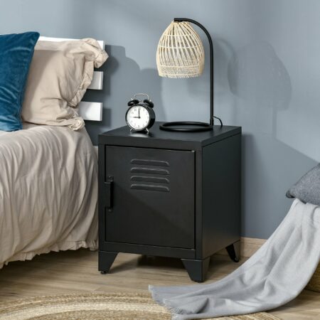 Nachttisch Industrial Stahl Container 40x40x50cm schwarz