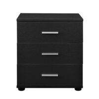 Nachttisch Jette 45x50x34 cm 3 Schubladen Schwarz