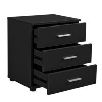 Nachttisch Jette 45x50x34 cm 3 Schubladen Schwarz