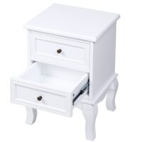 Nachttisch Landhaus 2er Set 50x34x30cm Weiss MDF mit 2 Schubladen