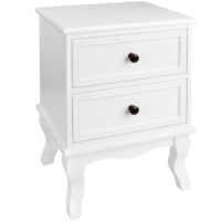 Nachttisch Landhaus 2er Set 50x34x30cm Weiss MDF mit 2 Schubladen