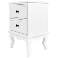 Nachttisch Landhaus 2er Set 50x34x30cm Weiss MDF mit 2 Schubladen