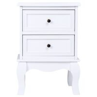 Nachttisch Landhaus 2er Set 50x34x30cm Weiss MDF mit 2 Schubladen