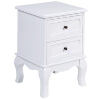 Nachttisch Landhaus 2er Set 50x34x30cm Weiss MDF mit 2 Schubladen