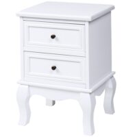 Nachttisch Landhaus 2er Set 50x34x30cm Weiss MDF mit 2 Schubladen