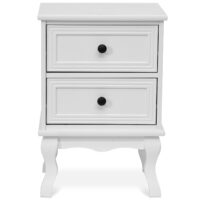 Nachttisch Landhaus mit 2 Schubladen 50x34x30cm Weiss MDF