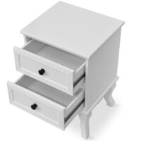 Nachttisch Landhaus mit 2 Schubladen 50x34x30cm Weiss MDF