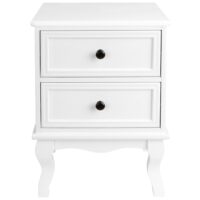 Nachttisch Landhaus mit 2 Schubladen 50x34x30cm Weiss MDF