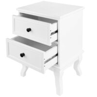 Nachttisch Landhaus mit 2 Schubladen 50x34x30cm Weiss MDF