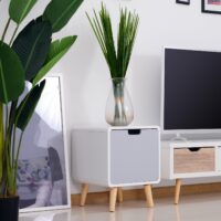 Nachttisch Würfel mit Schublade gerundet weiss grau