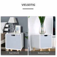 Nachttisch Würfel mit Schublade gerundet weiss grau