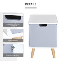 Nachttisch Würfel mit Schublade gerundet weiss grau