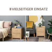 Nachttisch mit 2 Schubladen Natur 48 x 39 x 52 cm