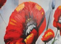 Ölgemälde Roter Mohn handgemaltes Ölbild ~ 140x70cm