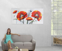 Ölgemälde Roter Mohn handgemaltes Ölbild ~ 140x70cm