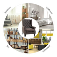 Ohrensessel Relaxsessel Stoff Braun 74x86x102cm