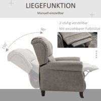 Ohrensessel Relaxsessel verstellbare Rückenlehne mit Fussstütze