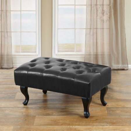 Ottomane Sitzhocker Chesterfield Fussablage schwarz