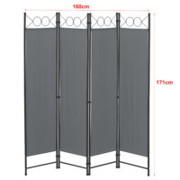 Paravent Raumteiler Saragossa 4-teilig 160x171 cm Dunkelgrau