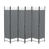 Paravent Raumteiler Saragossa 6-teilig 240x171 cm Dunkelgrau