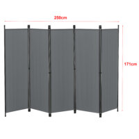 Paravent Raumteiler Huesca 5-teilig 250x171 cm Dunkelgrau