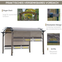 Pavillon Pergola 3.4x3.4x2.5m mit verstellbarem Stoffdach