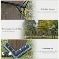 Pavillon Pergola 3.4x3.4x2.5m mit verstellbarem Stoffdach
