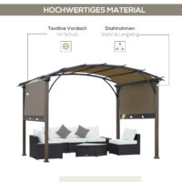 Pavillon Pergola 3.4x3.4x2.5m mit verstellbarem Stoffdach