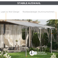 Pergola 3x3m Pavillon Anbau Überdachung