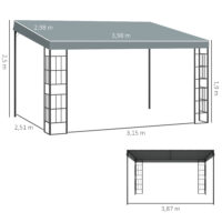 Pergola 4x3m Gartenpavillon Überdachung Zelt Metall