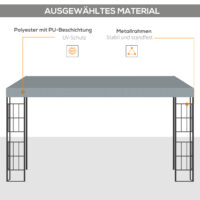 Pergola 4x3m Gartenpavillon Überdachung Zelt Metall