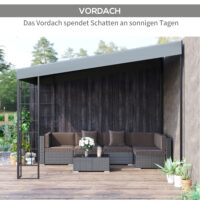 Pergola 4x3m Gartenpavillon Überdachung Zelt Metall